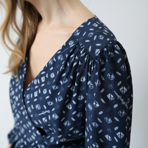 Pepe Jeans Diamond Print Wrap Dress Navy