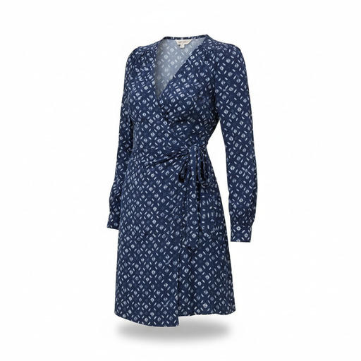 Pepe Jeans Diamond Print Wrap Dress Navy