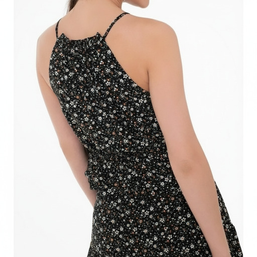 Pepe Jeans Perseis Floral Halter Dress Black