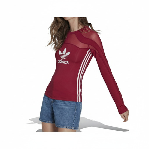Adidas Originals Mesh Panel Long Sleeve Red