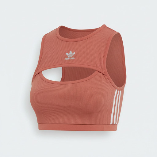 Adidas Ribbed Cut-Out Sports Bra Coral