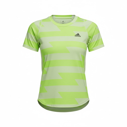 Adidas Neon Green Stripe Performance Tee