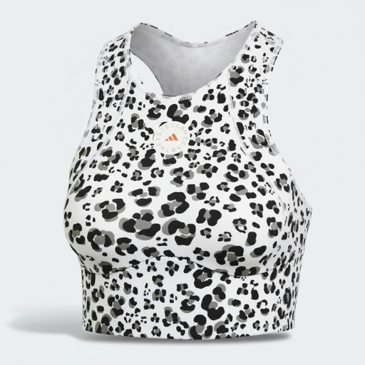 Adidas Leopard Print Sports Crop Top White