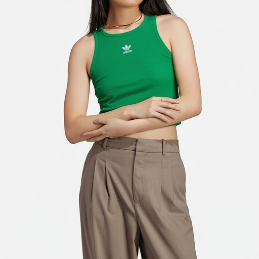 Adidas Green Ribbed Tank Top