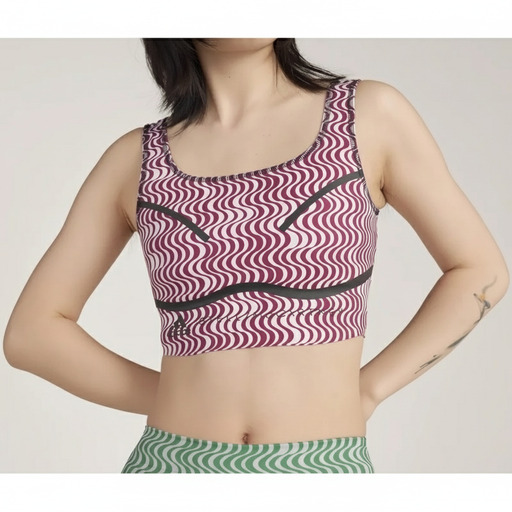 Adidas Wave Print Crop Tank Top White