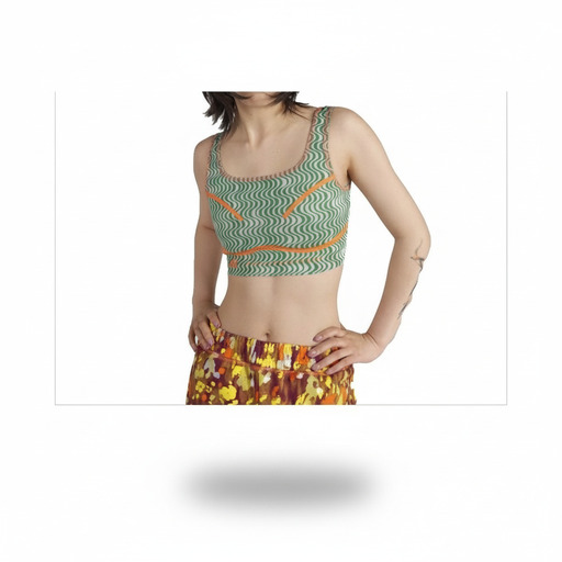 Adidas Wavy Print Crop Tank Top Green