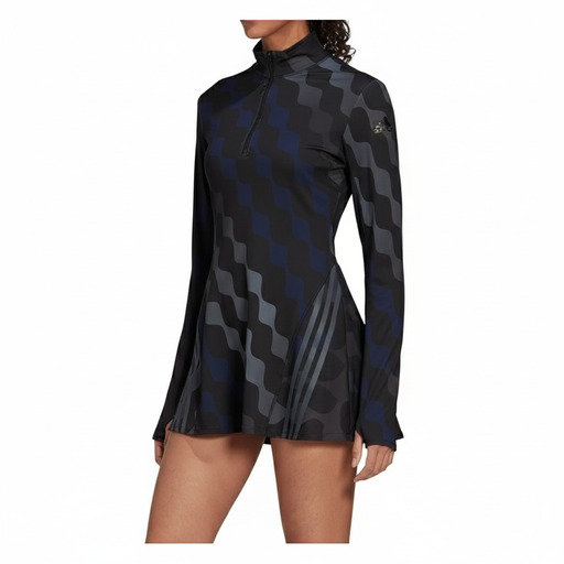 Adidas Geometric Camo Quarter-Zip Dress Black