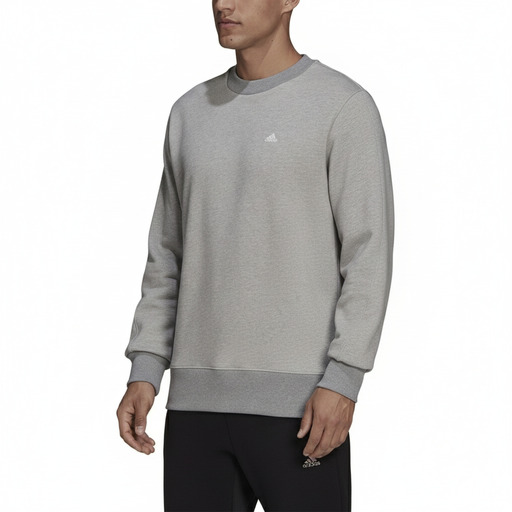 Adidas Essential Grey Cotton Crewneck Sweatshirt