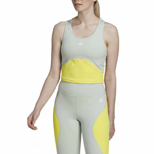 Adidas Colorblock Performance Tank Green Yellow