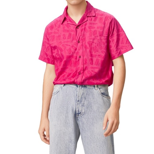 Moschino Pantallona Logo Print Short Sleeve Shirt Pink