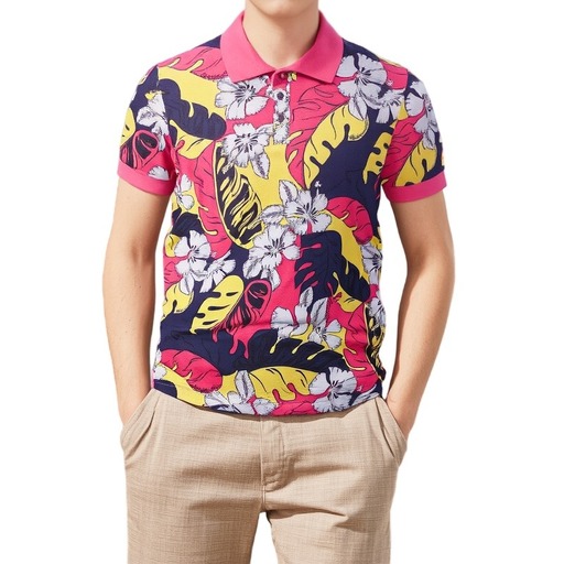 Moschino Pantallona Tropical Floral Polo Shirt Pink