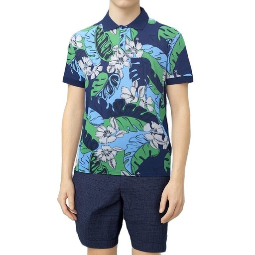 Moschino Pantallona Tropical Floral Polo Shirt Navy