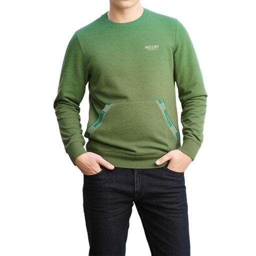 Moschino Sweatshirt Kangaroo Pocket Crewneck Sweatshirt Green