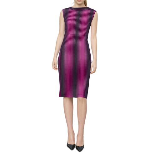 Moschino Vertical Stripe Bodycon Dress Pink