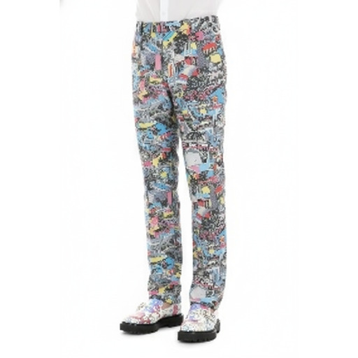 Moschino Pantallona Comic Print Straight Trousers Multicolor