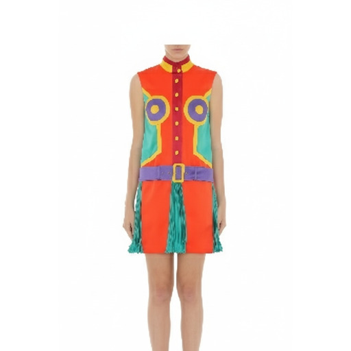 Moschino Colorblock Geometric Button Dress Multicolor