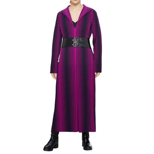 Moschino Fustan Striped Belted Midi Dress Purple