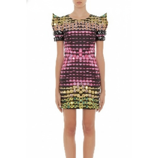 Moschino Fustan Rainbow Sequin Mini Dress Multicolor