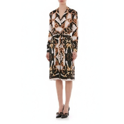 Moschino Fustan Baroque Print Silk Dress Black