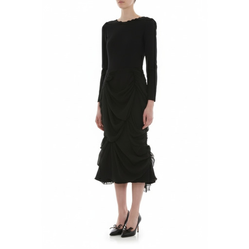 Moschino Fustan Ruffled Midi Dress Black