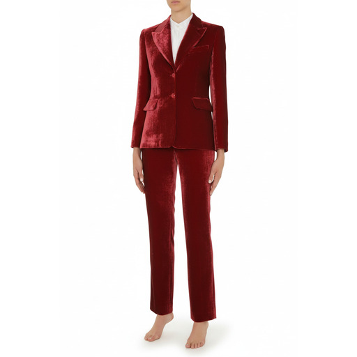 Moschino Xhaketë kostumi Burgundy Velvet Blazer Suit Red