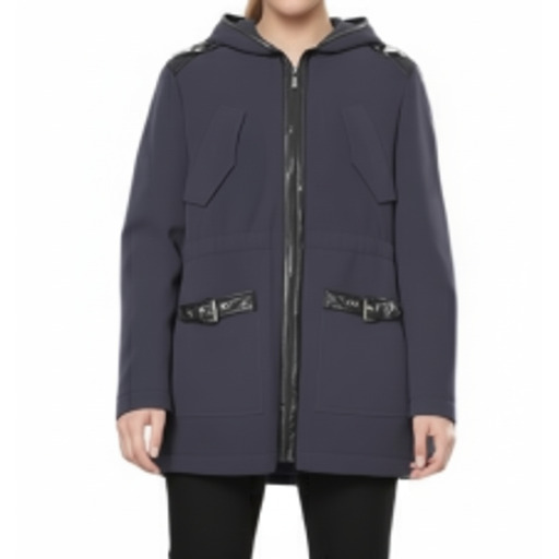 Moschino Pallto Hooded Zip Coat Grey