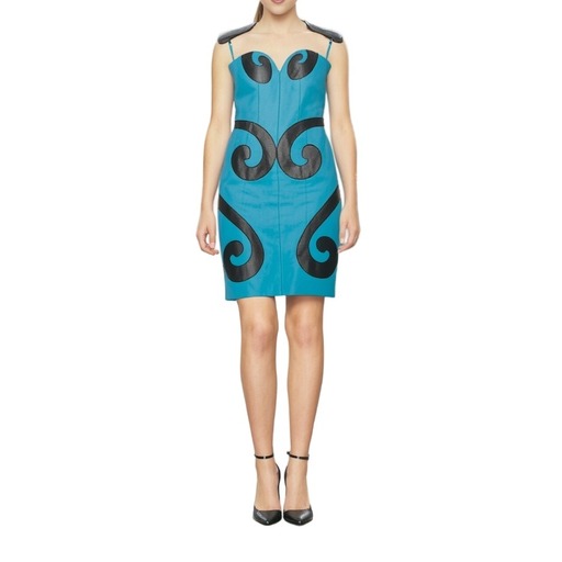 Moschino Fustan Baroque Print Bustier Dress Turquoise