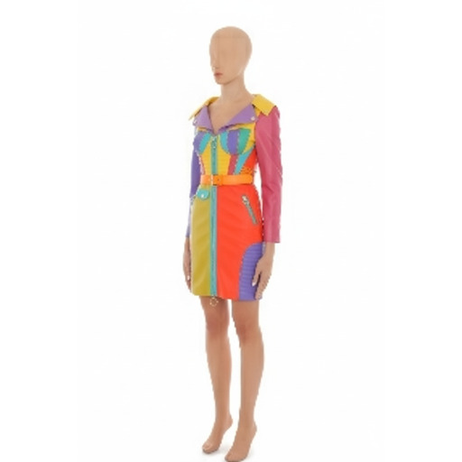 Moschino Fustan Colorblock Long Sleeve Dress Multicolor