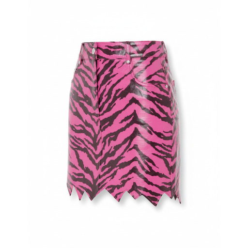 Moschino Fund Pink Tiger Print Mini Skirt