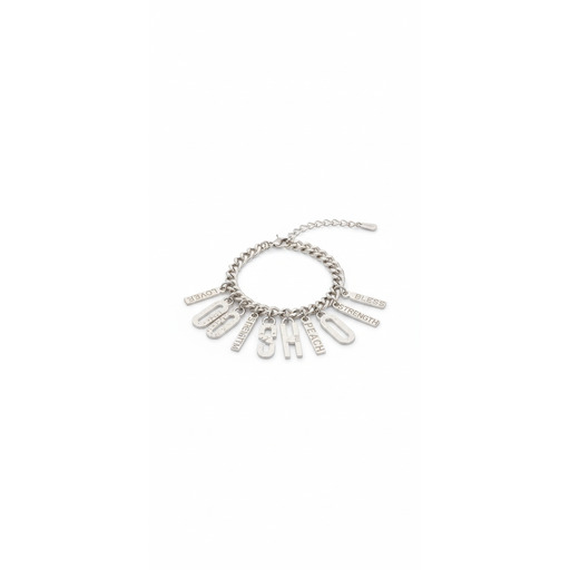Moschino Pantallona Statement Charm Bracelet Silver