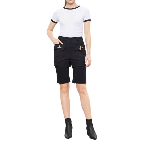Moschino Pantallona Cross Detail High-Waist Shorts Black