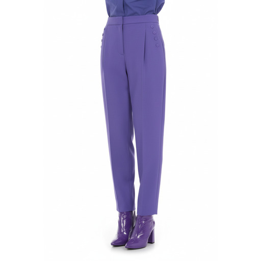 Moschino Pantallona High-Waisted Purple Tailored Trousers
