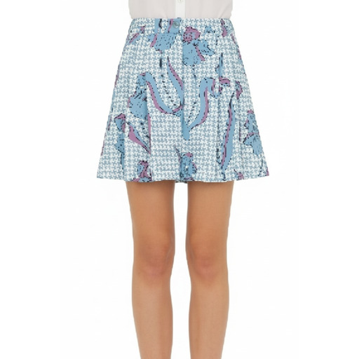 Moschino Fund Patchwork Print Mini Skirt Blue