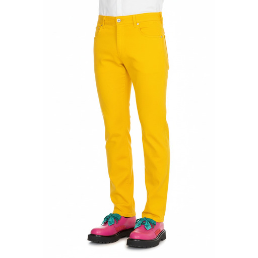 Moschino Pantallona Bright Yellow Cotton Trousers
