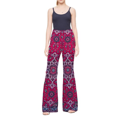 Moschino Pantallona Paisley Print Wide Leg Trousers Burgundy