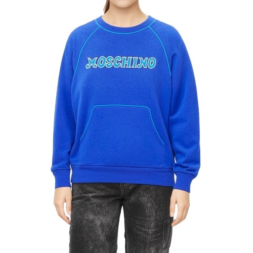 Moschino Logo Blue Cotton Sweatshirt