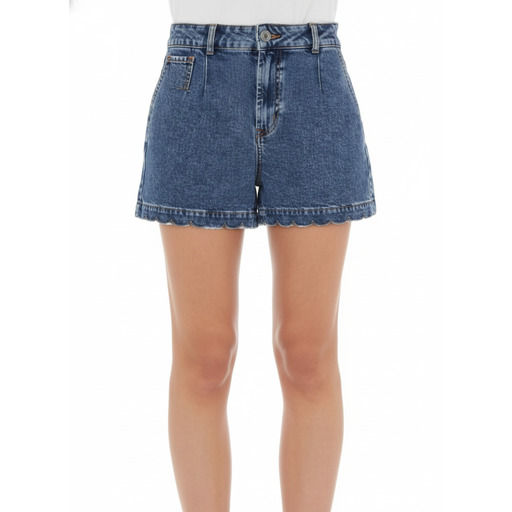Moschino Pantallona Scalloped Hem Denim Shorts Blue
