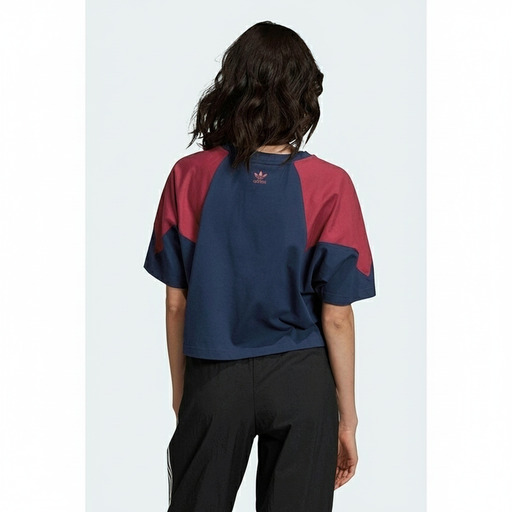 Adidas Colorblock Crop T-Shirt Navy