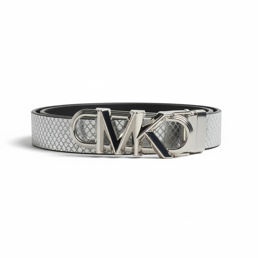 Michael Kors Snake Print Belt Silver
