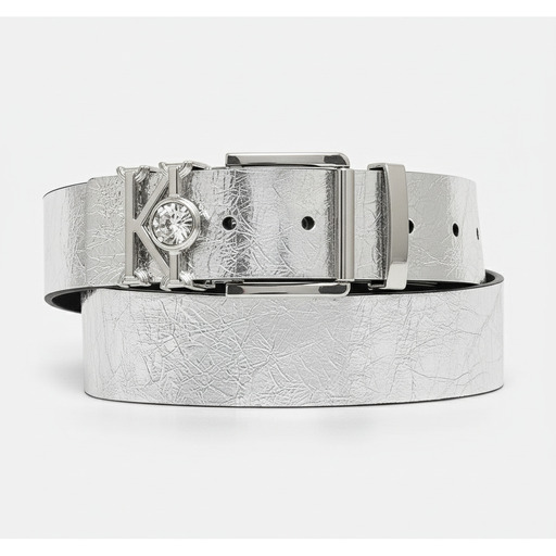 Michael Kors Reversible Metallic Belt Silver