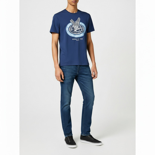 Wrangler Eagle Globe Navy T-Shirt