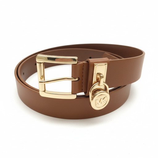 Michael Kors Hamilton Padlock Leather Belt Brown