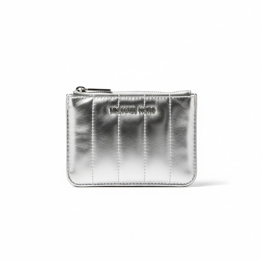 Michael Kors Jet Set Quilted Coin Pouch Silver