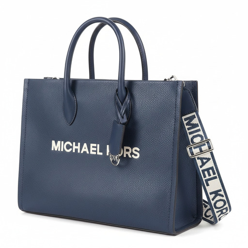 Michael Kors Navy Blue Leather Tote Bag