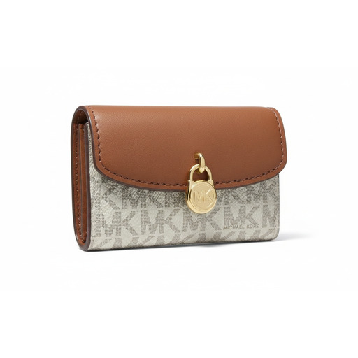 Michael Kors MK Logo Compact Wallet Vanilla Brown