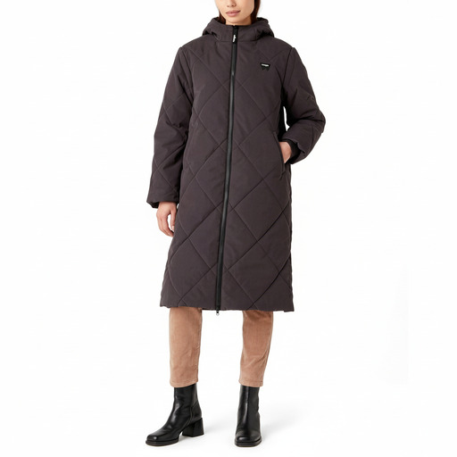 Wrangler Diamond Quilted Long Coat Faded Black