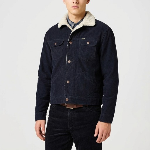Wrangler Sherpa Collar Denim Jacket Navy