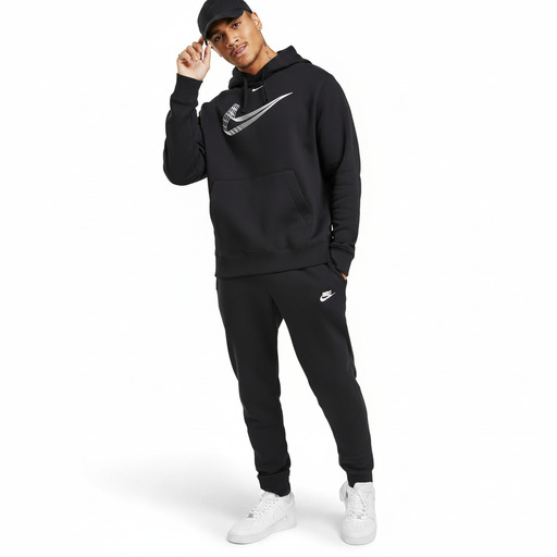 Nike Swoosh Logo Black Hoodie Tracksuit