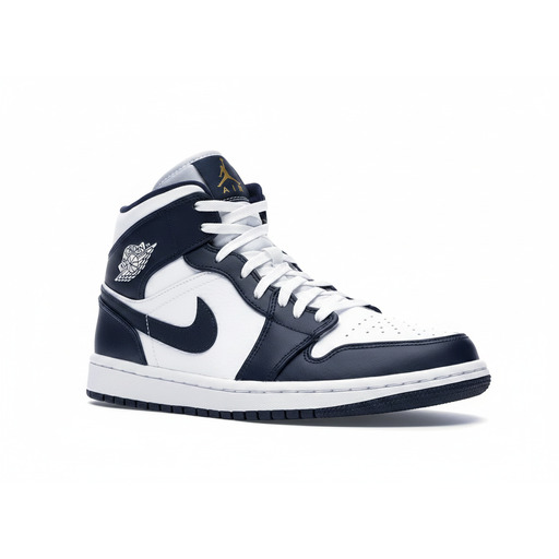 Jordan 1 Mid White Metallic Gold Obsidian