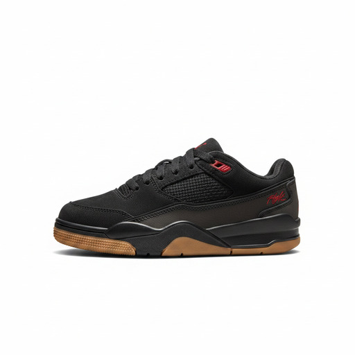 Jordan Flight Court Black Gum Medium Brown Varsity Red